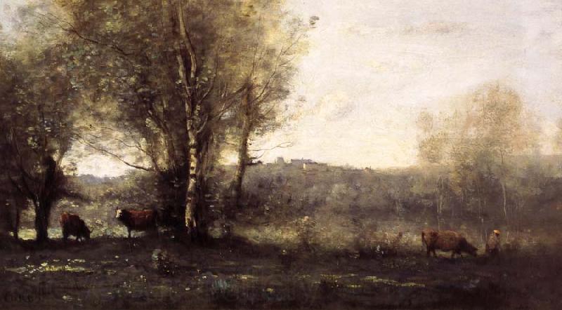 Jean Baptiste Camille  Corot Three Cows at the Pond